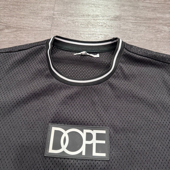 DOPE Jersey Mens Medium Black Breathable Spellout Short Sleeve Shirt‎ Crew Neck - Picture 2 of 8